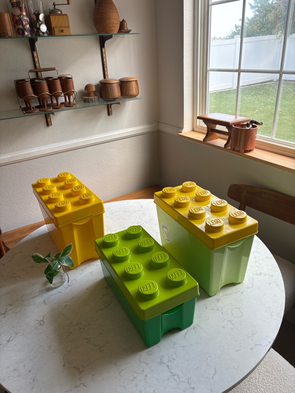 Lego Stackable Storage Bricks in Yellow and Lime Green